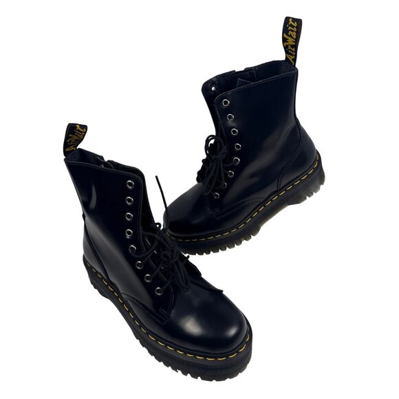 Dr. Martens Jadon Smooth Black Leather Platform Boots Zipper UK 7 EU 41, US 9 - Picture 3 of 8